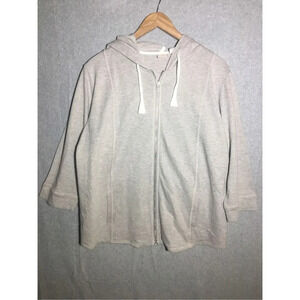 Womens Chico’s Zenergy Hoodie Jacket Zip Up Mixed Media Athletic Casual